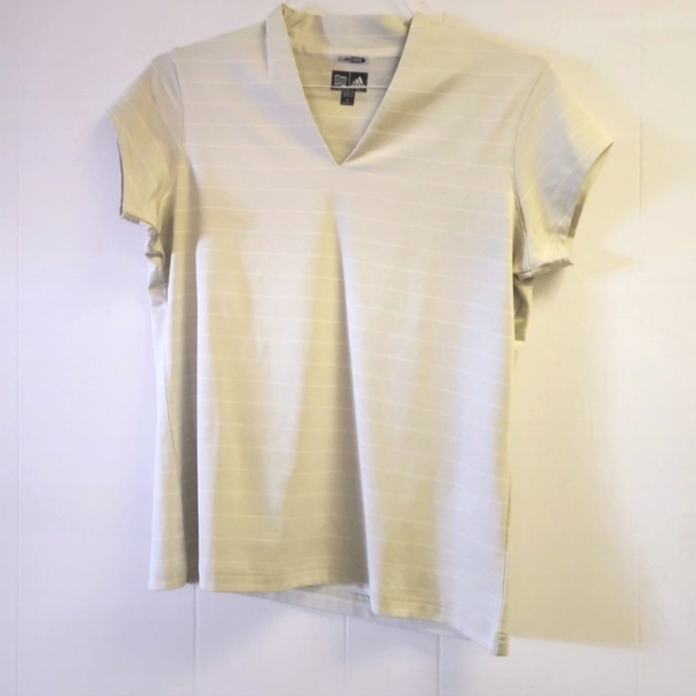 adidas Women's Cream Short Sleeve V-Neck Tee